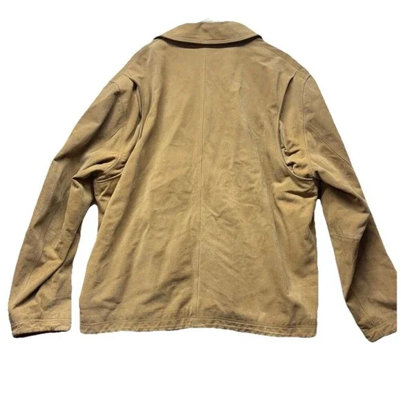 Vintage Eddie Bauer Men's Outdoor Tan Khaki Full Zip Leather Suede Size XL Tall